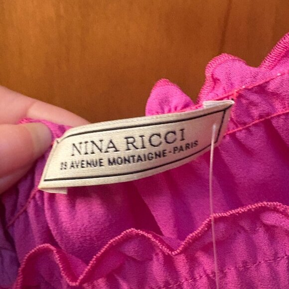 Nina Ricci Fuchsia 100% Silk Dress Size 38 US 6 - Picture 3 of 4